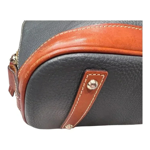 Dooney & Bourke Pebble Leather Zip Satchel Crossbody Purse Bag Dark Grey Vintage - Picture 6 of 8